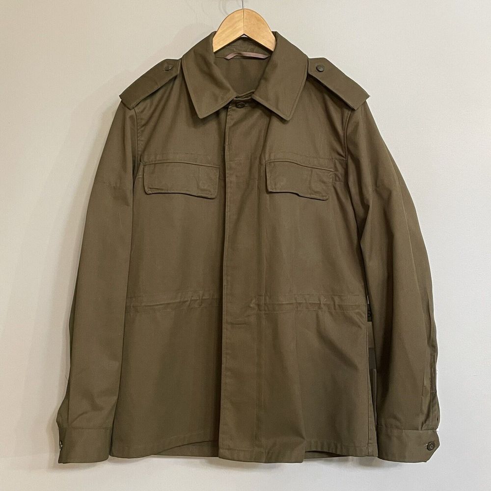 Vtg Ozkn Presov Czech Field Military Jacket Button Up Waist Tie‎ Size Large